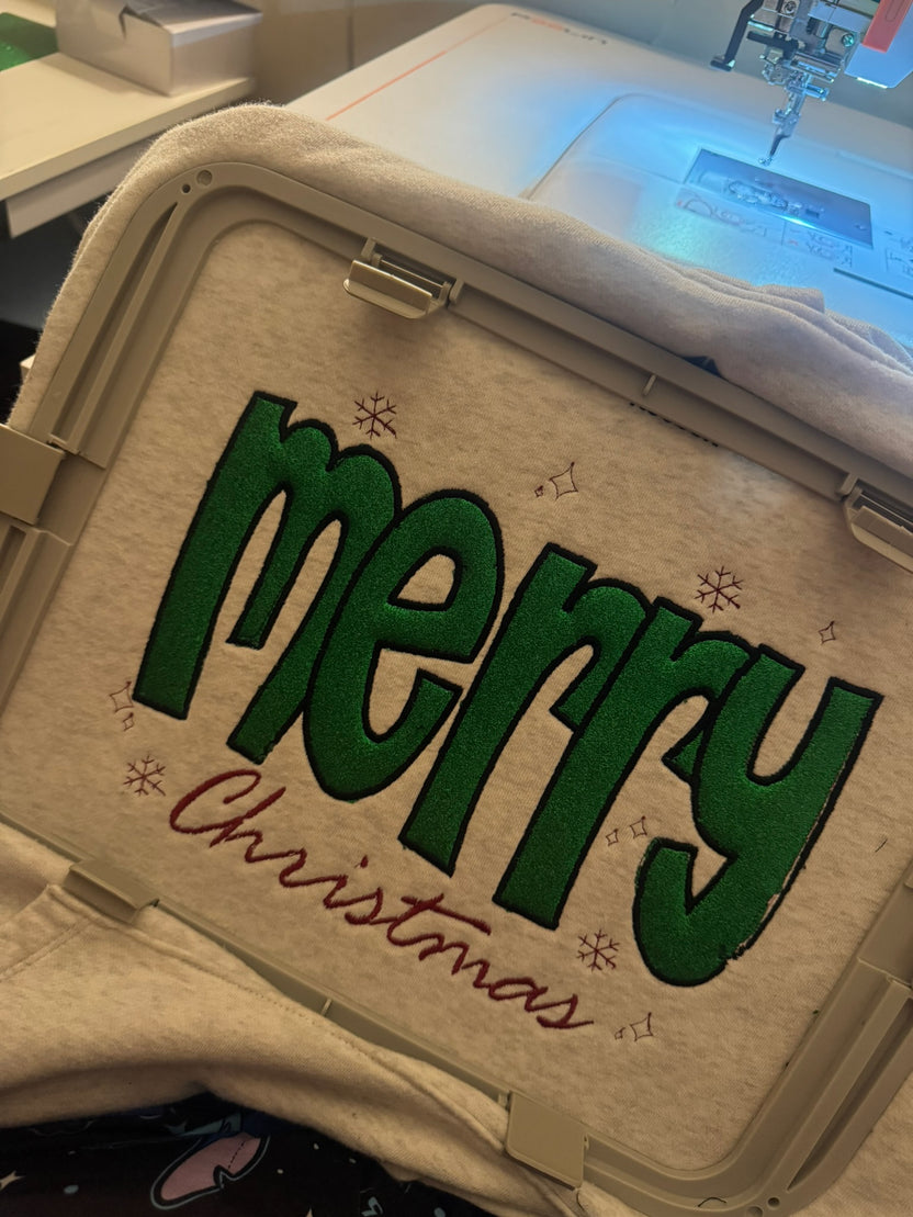 Glitter Applique Merry Christmas Sweatshirt – SewAshleyMade